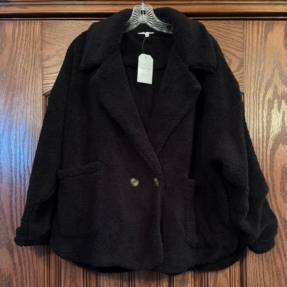 New! Black Cozy Jacket With Pockets - Picture 5 of 6